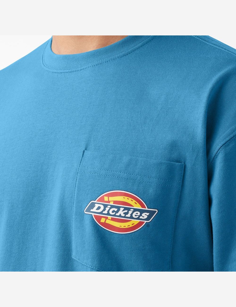 T Shirts Dickies Chest Logo Pocket Bleu Foncé | 912CTUIMZ