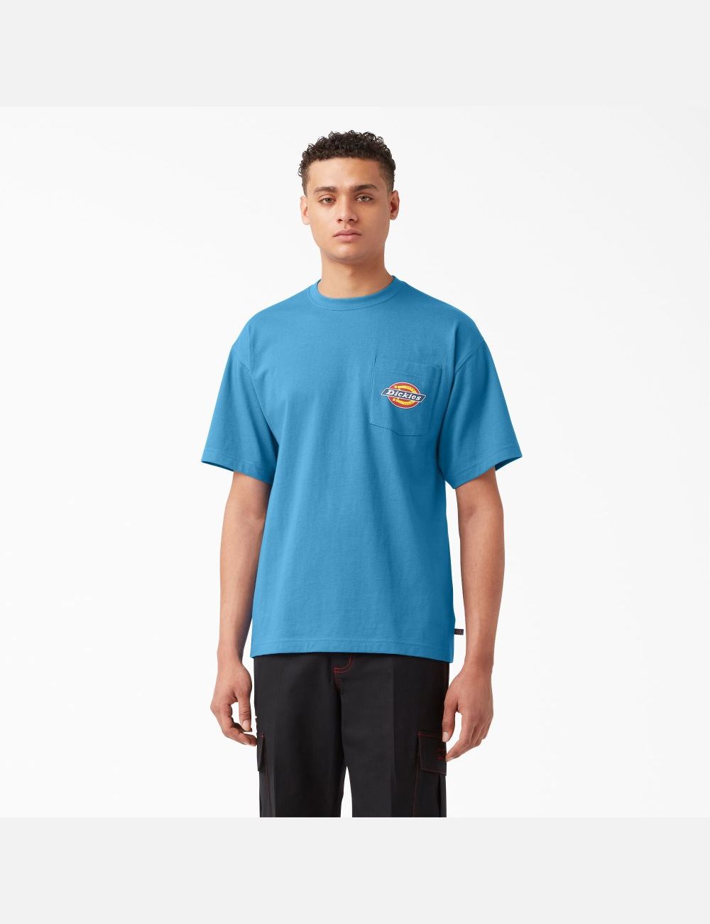 T Shirts Dickies Chest Logo Pocket Bleu Foncé | 912CTUIMZ