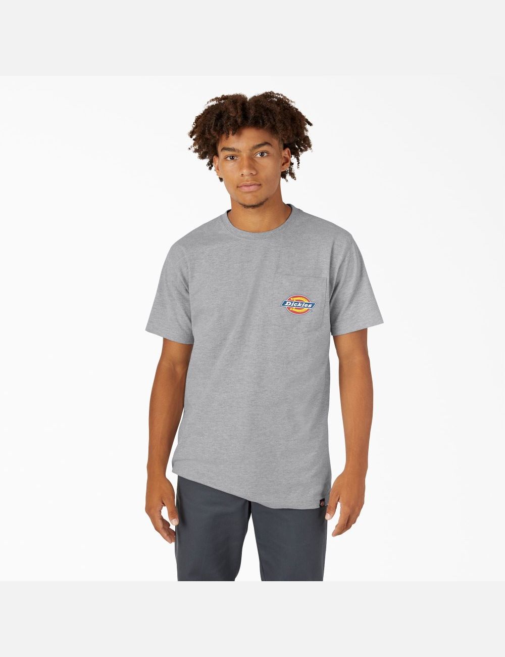 T Shirts Dickies Chest Logo Pocket Grise | 405SPIZAB