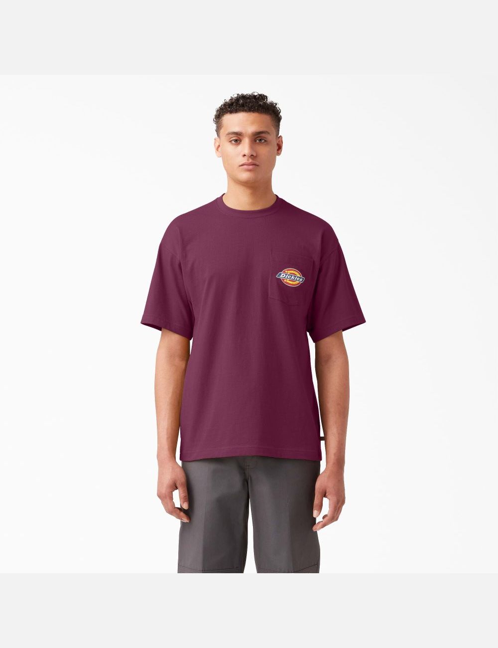 T Shirts Dickies Chest Logo Pocket Violette Bordeaux | 712NEVXZT