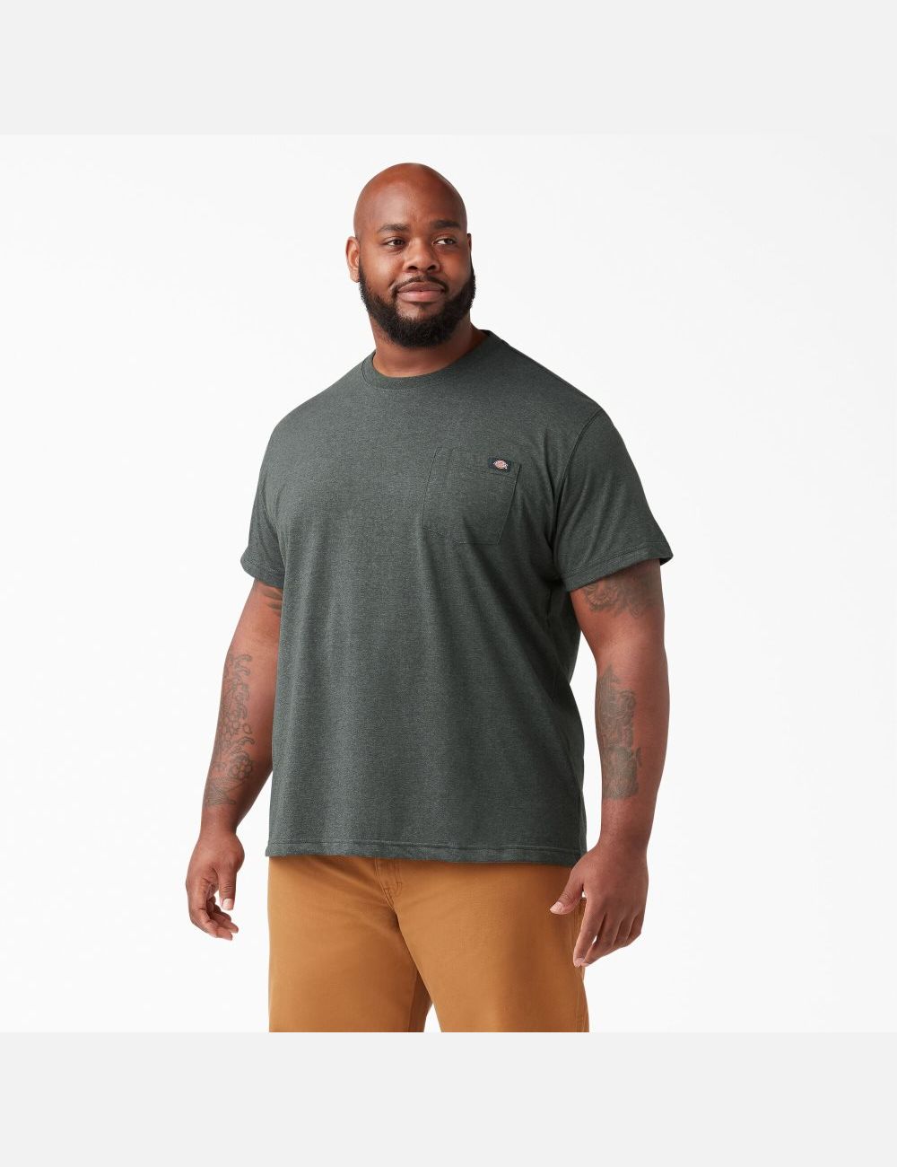 T Shirts Dickies Corta Sleeve Heavyweight Heathered Vert | 264WKLEXP