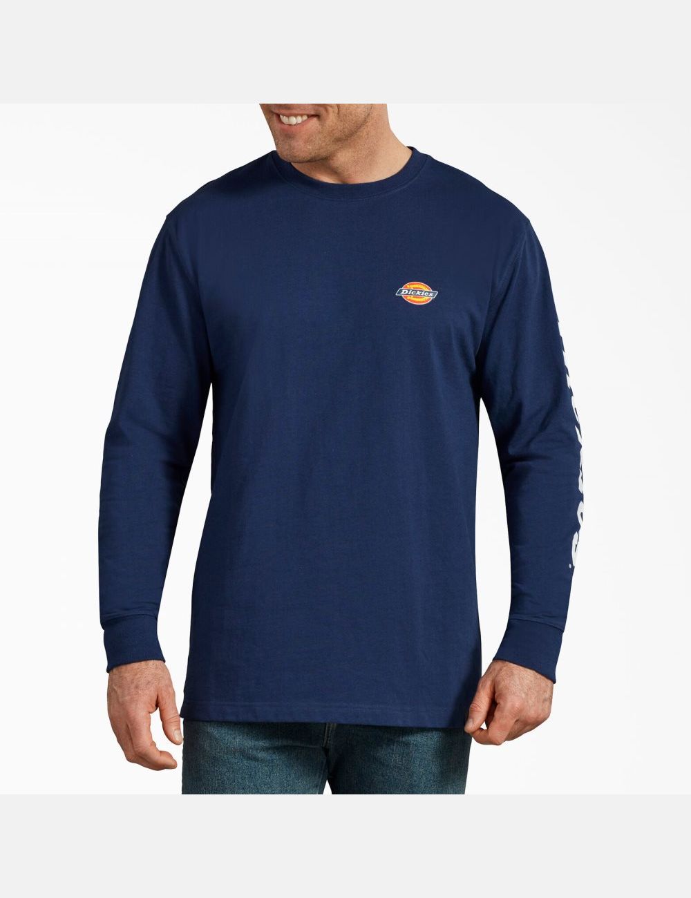 T Shirts Dickies Long-Sleeve Graphique Bleu Foncé | 972UEGKYS