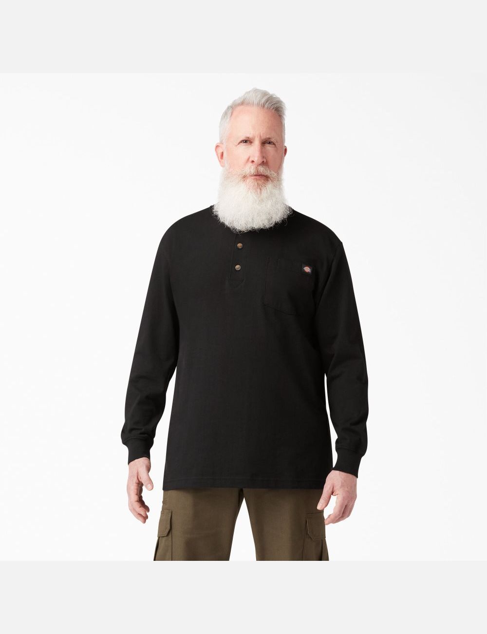 T Shirts Dickies Long Sleeve Heavyweight Henley Noir | 479CQHYRG