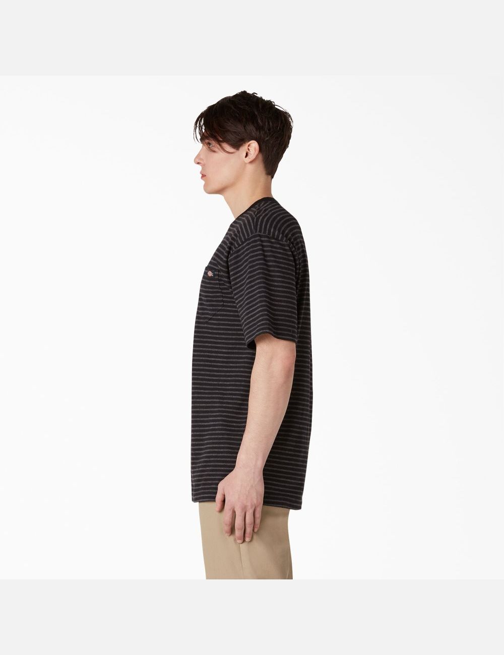 T Shirts Dickies Regular Fit Rayé Pocket Noir Stripes | 487FLXJAB