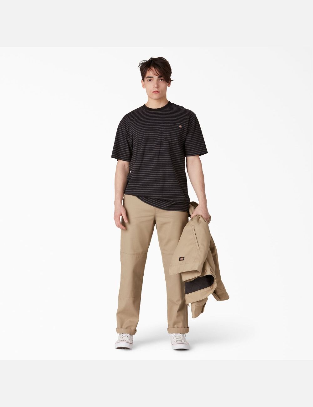 T Shirts Dickies Regular Fit Rayé Pocket Noir Stripes | 487FLXJAB