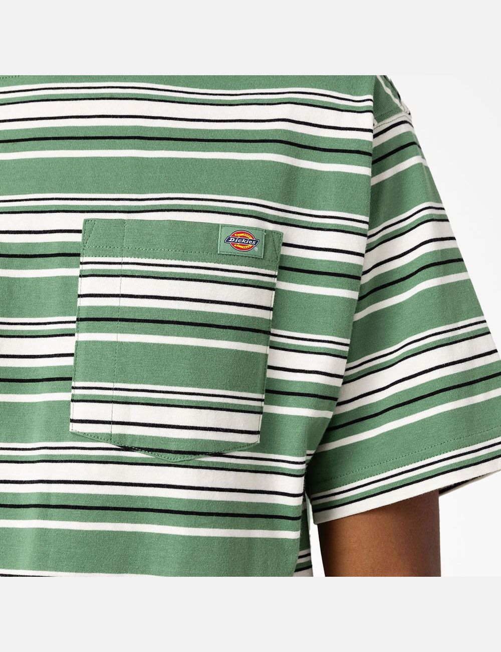 T Shirts Dickies Relaxed Fit Rayé Pocket Vert Foncé Stripes | 176NJZXIA