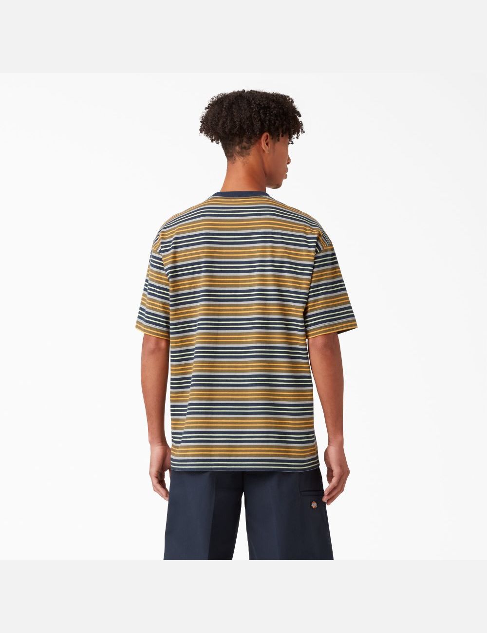 T Shirts Dickies Relaxed Fit Rayé Pocket Jaune Stripes | 278KDPYEJ