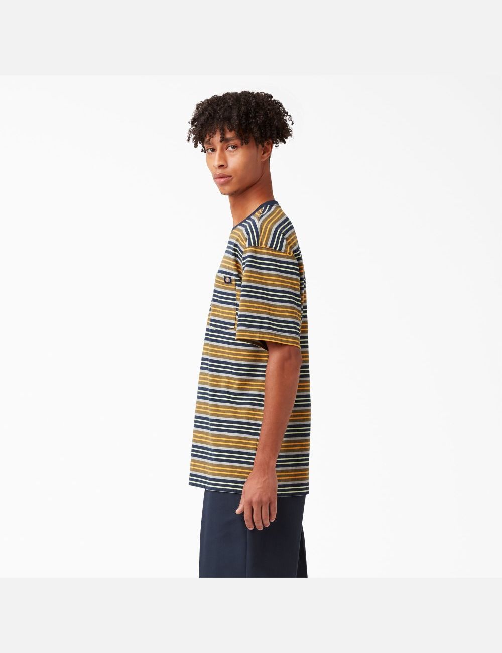 T Shirts Dickies Relaxed Fit Rayé Pocket Jaune Stripes | 278KDPYEJ