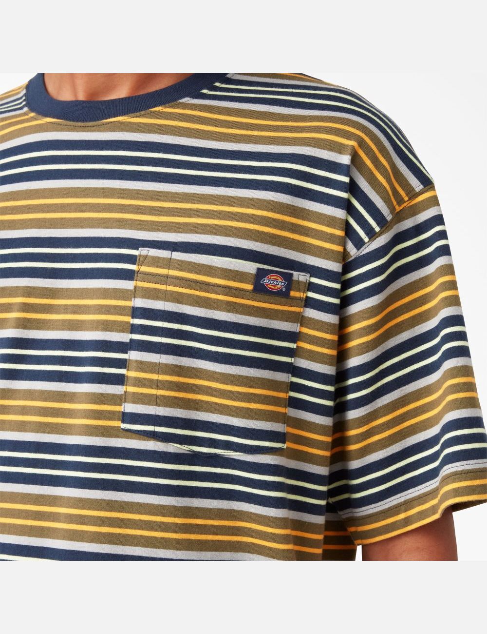 T Shirts Dickies Relaxed Fit Rayé Pocket Jaune Stripes | 278KDPYEJ