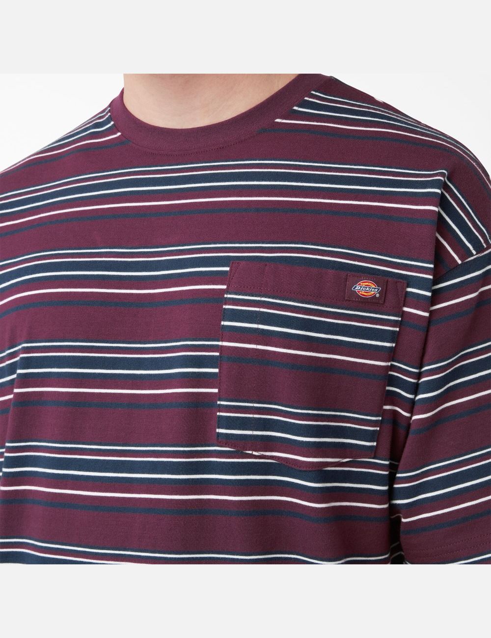 T Shirts Dickies Relaxed Fit Rayé Pocket Violette Bordeaux Stripes | 495JRPLGM