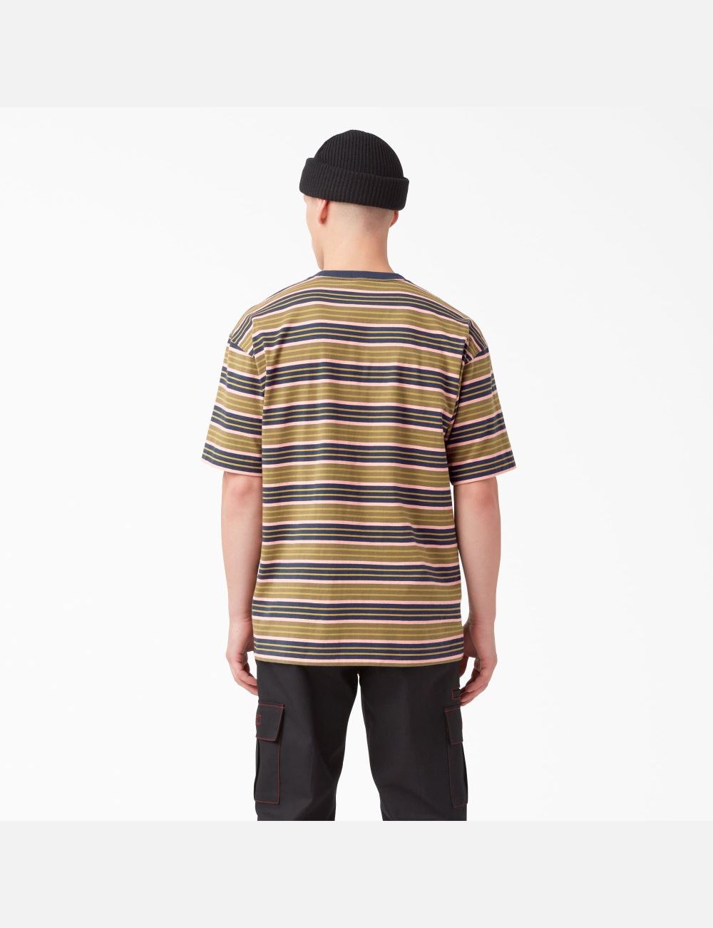 T Shirts Dickies Relaxed Fit Rayé Pocket Vert Stripes | 517HDRVGZ