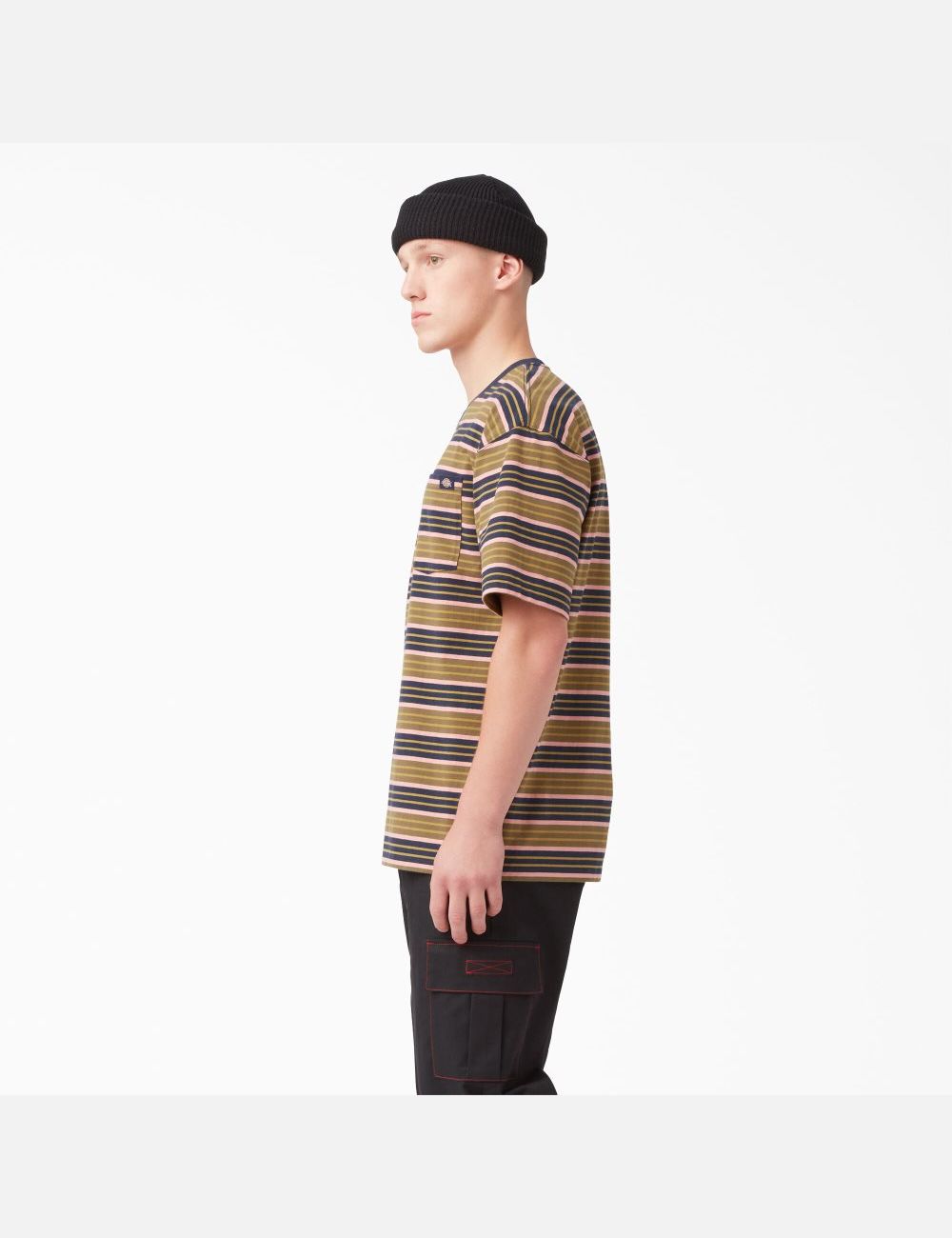 T Shirts Dickies Relaxed Fit Rayé Pocket Vert Stripes | 517HDRVGZ