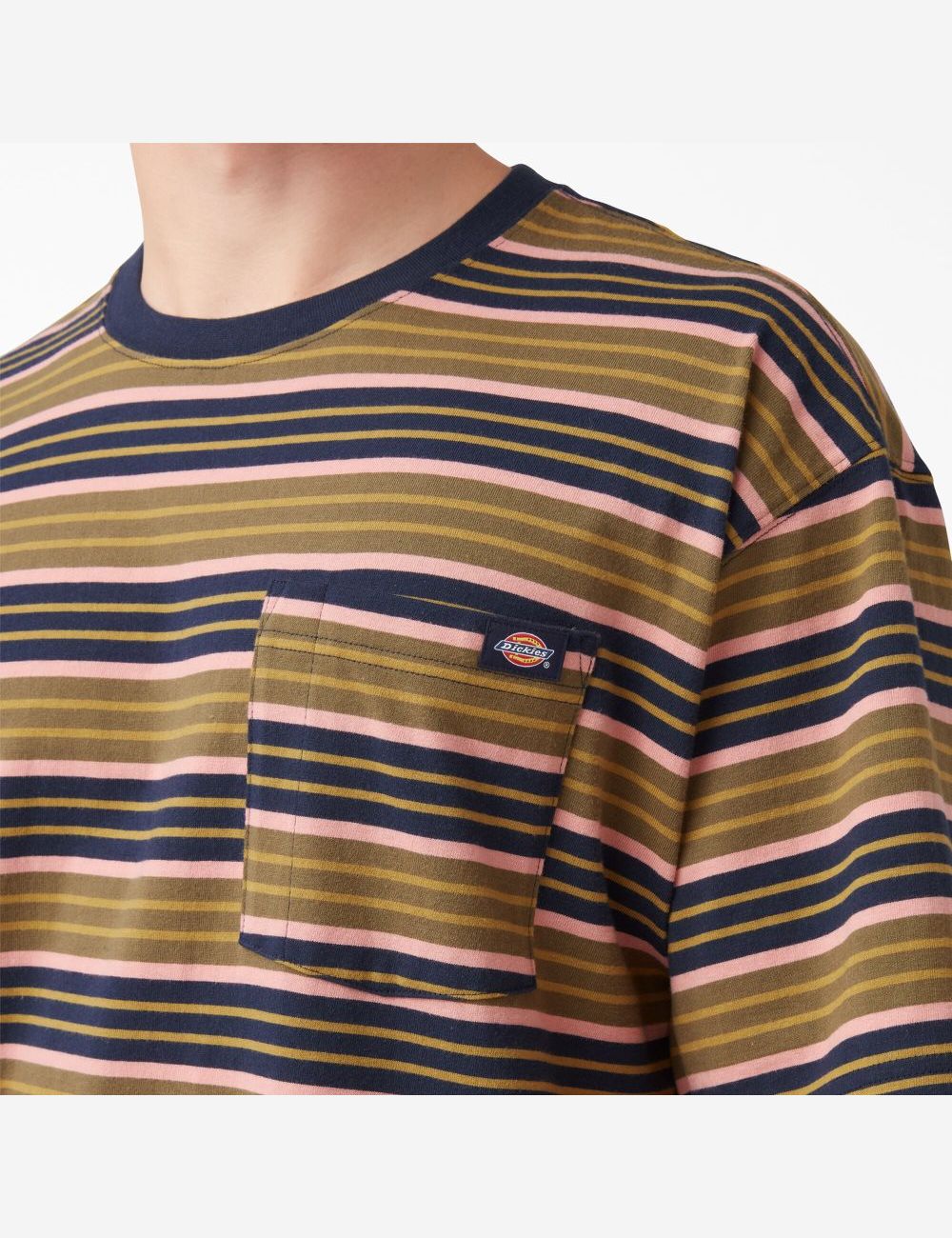 T Shirts Dickies Relaxed Fit Rayé Pocket Vert Stripes | 517HDRVGZ