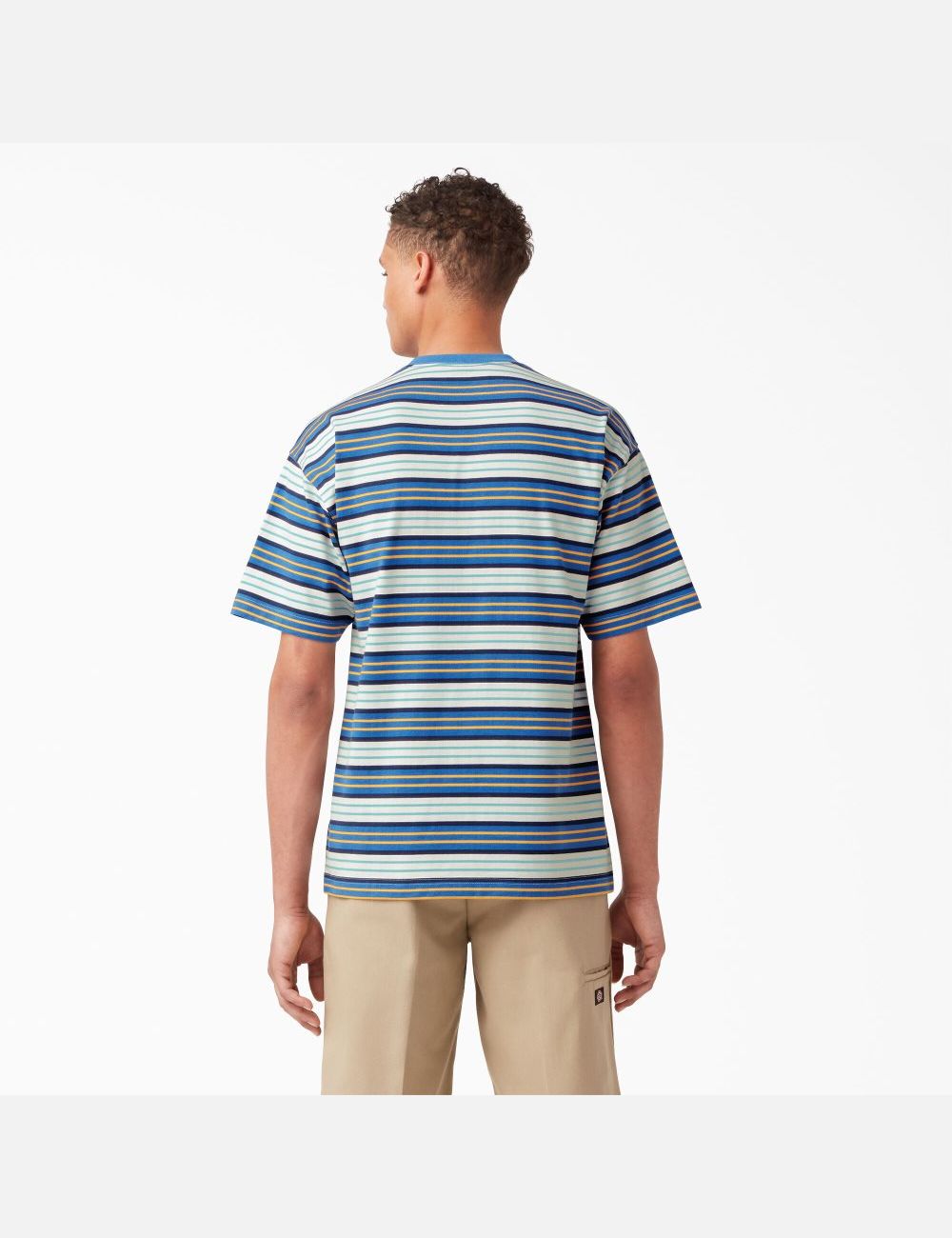 T Shirts Dickies Relaxed Fit Rayé Pocket Bleu Foncé Stripes | 643NHKGMU