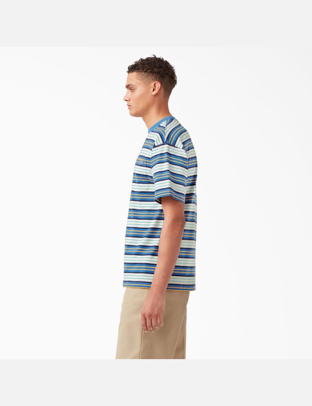 T Shirts Dickies Relaxed Fit Rayé Pocket Bleu Foncé Stripes | 643NHKGMU