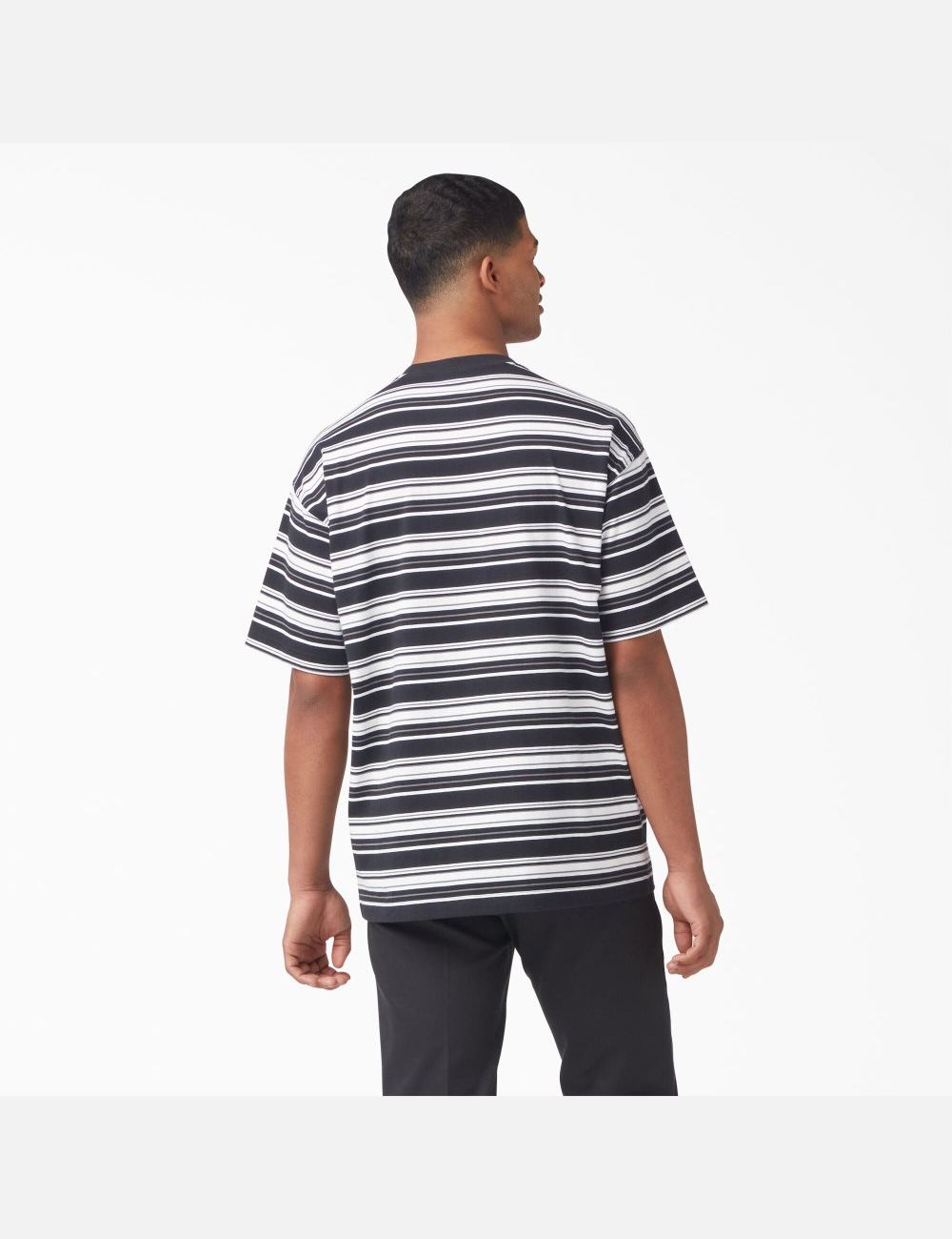 T Shirts Dickies Relaxed Fit Rayé Pocket Noir Stripes | 891XAYOCU