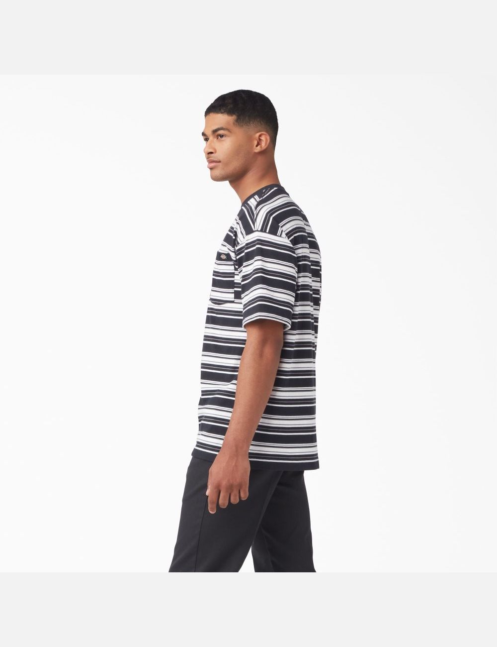 T Shirts Dickies Relaxed Fit Rayé Pocket Noir Stripes | 891XAYOCU