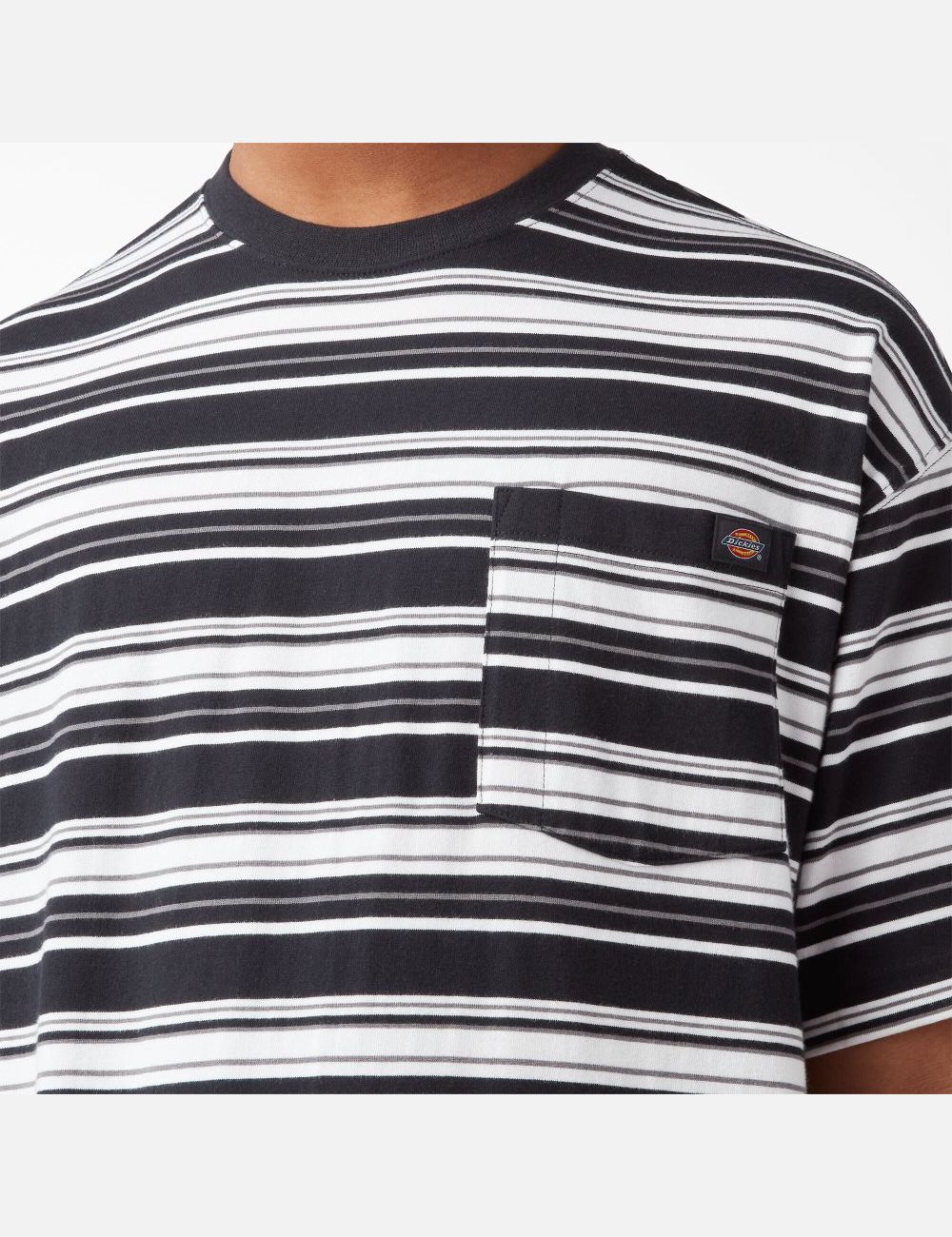 T Shirts Dickies Relaxed Fit Rayé Pocket Noir Stripes | 891XAYOCU