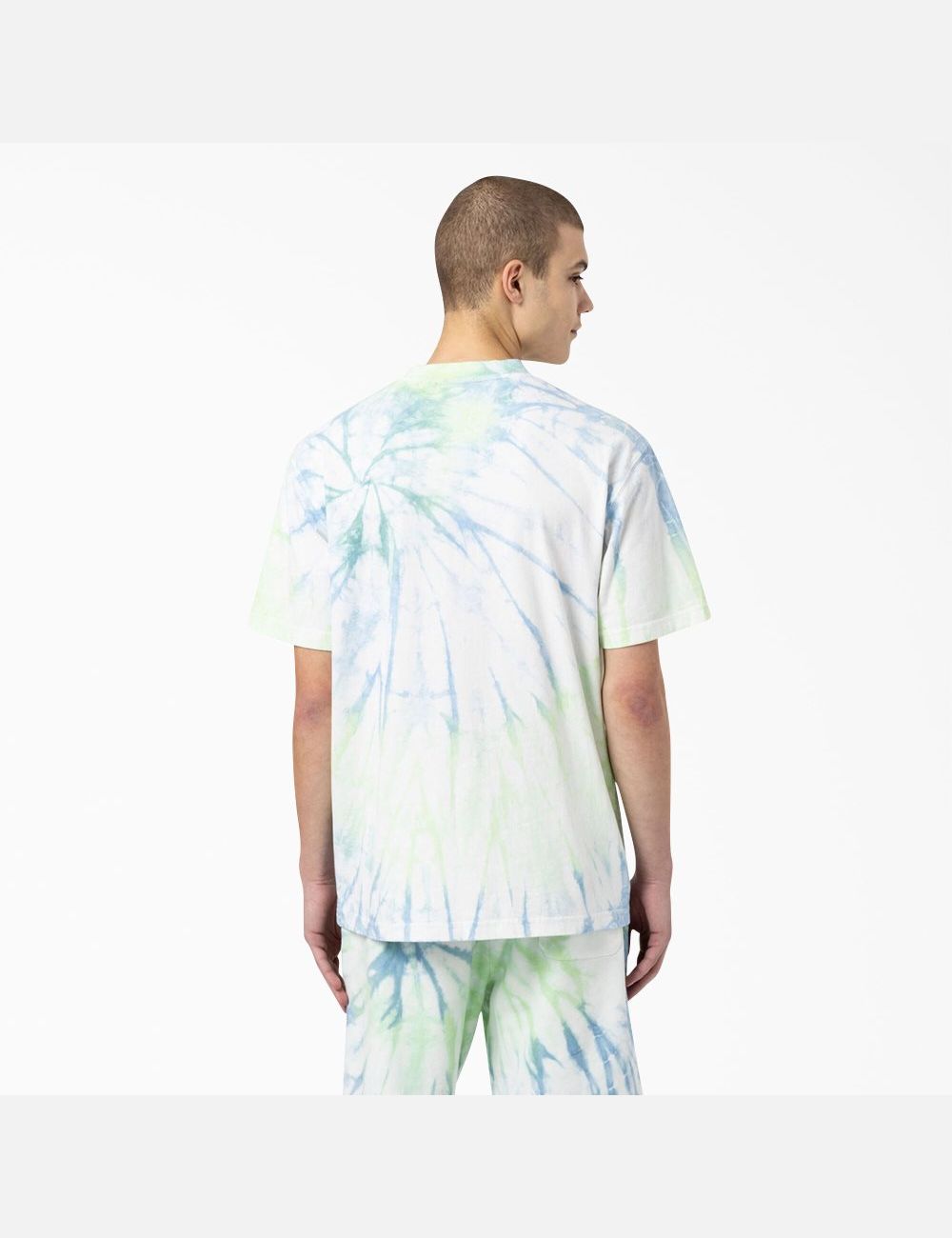 T Shirts Dickies Seatac Tie-Dye Bleu Vert | 542DSFMTY