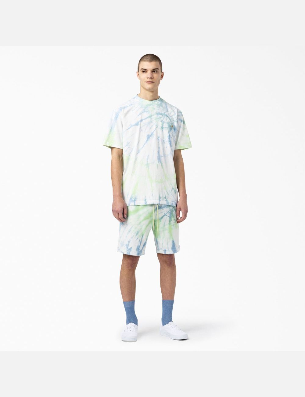 T Shirts Dickies Seatac Tie-Dye Bleu Vert | 542DSFMTY