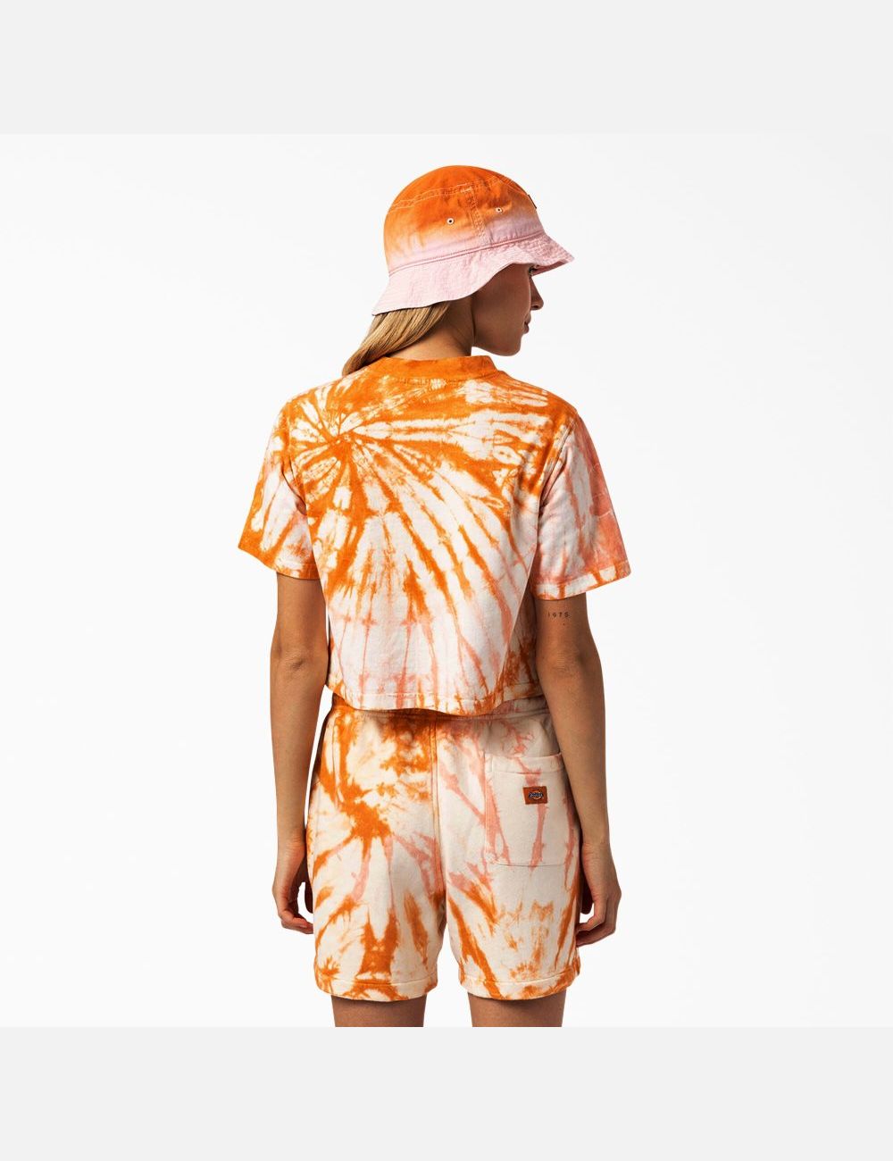 T Shirts Dickies Seatac Tie-Dye Cropped Orange | 521EQGXOU