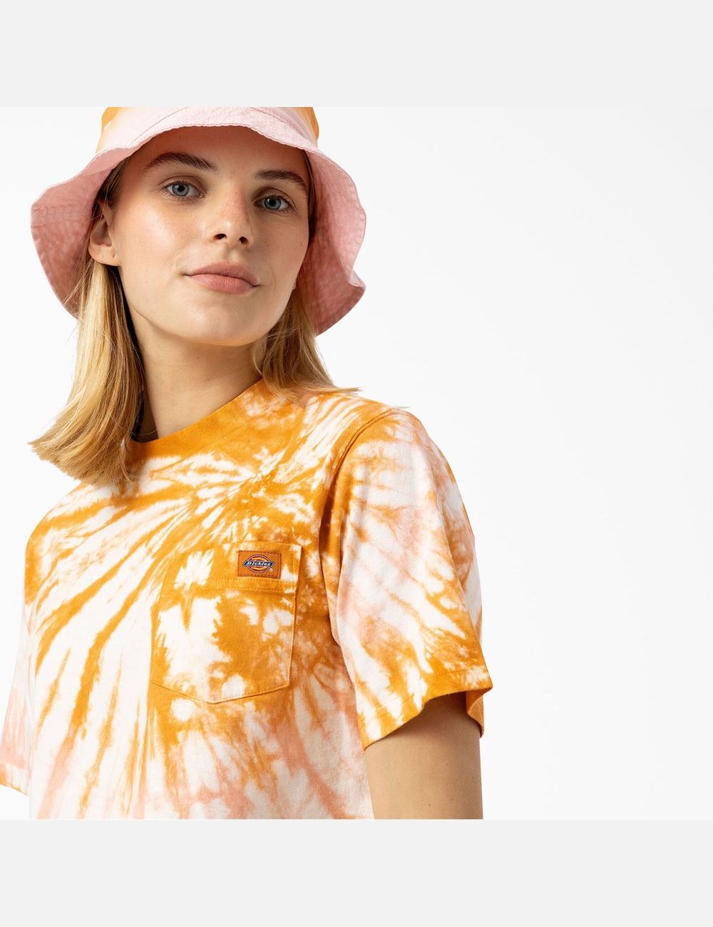 T Shirts Dickies Seatac Tie-Dye Cropped Orange | 521EQGXOU