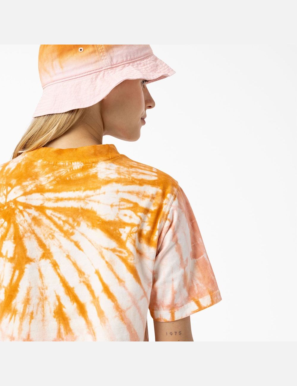 T Shirts Dickies Seatac Tie-Dye Cropped Orange | 521EQGXOU