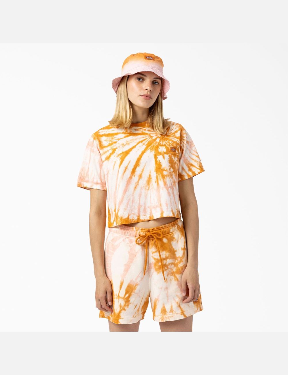 T Shirts Dickies Seatac Tie-Dye Cropped Orange | 521EQGXOU