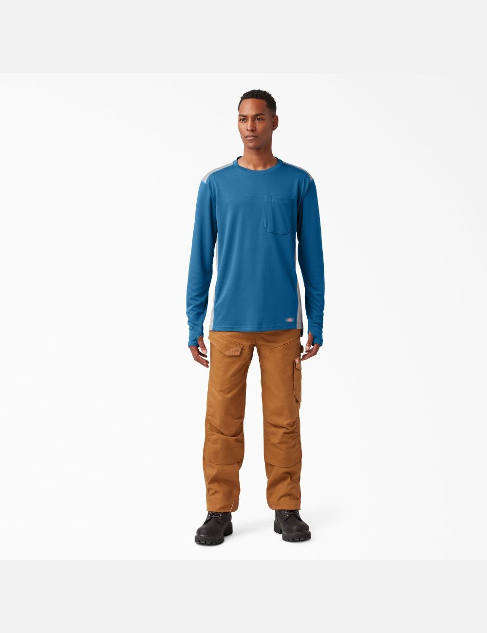 T Shirts Dickies Temp-iQ 365 Long Sleeve Bleu | 215OKDJNG