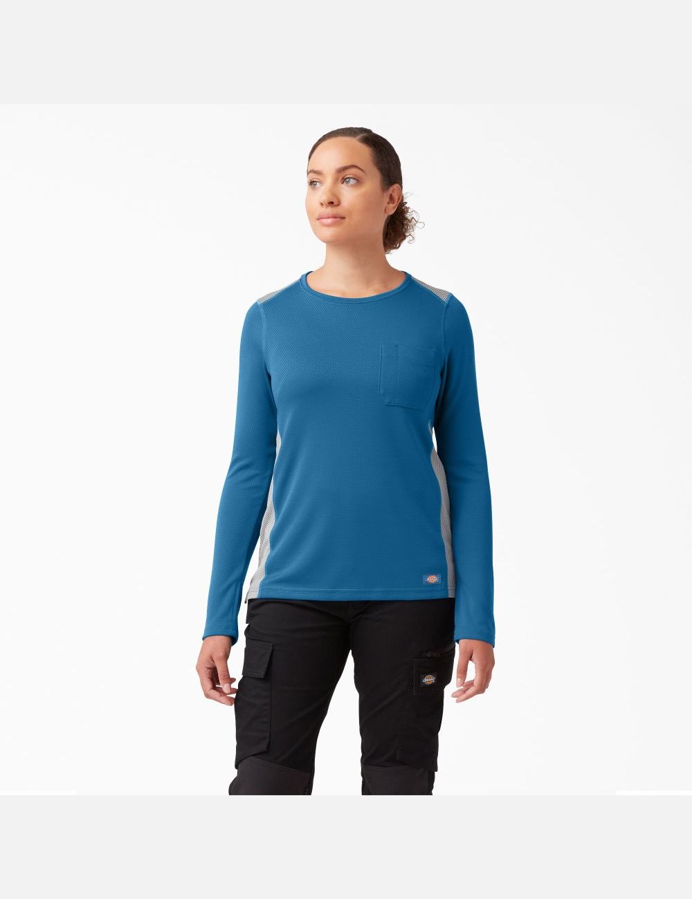 T Shirts Dickies Temp-iQ 365 Long Sleeve Bleu | 321ASRHPI