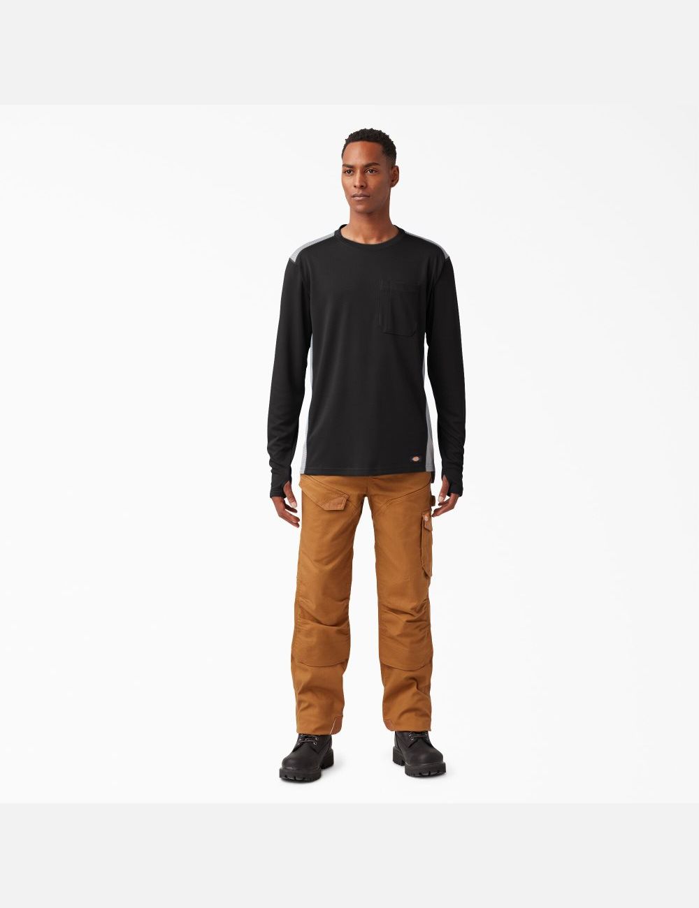 T Shirts Dickies Temp-iQ 365 Long Sleeve Noir | 518ESIODG