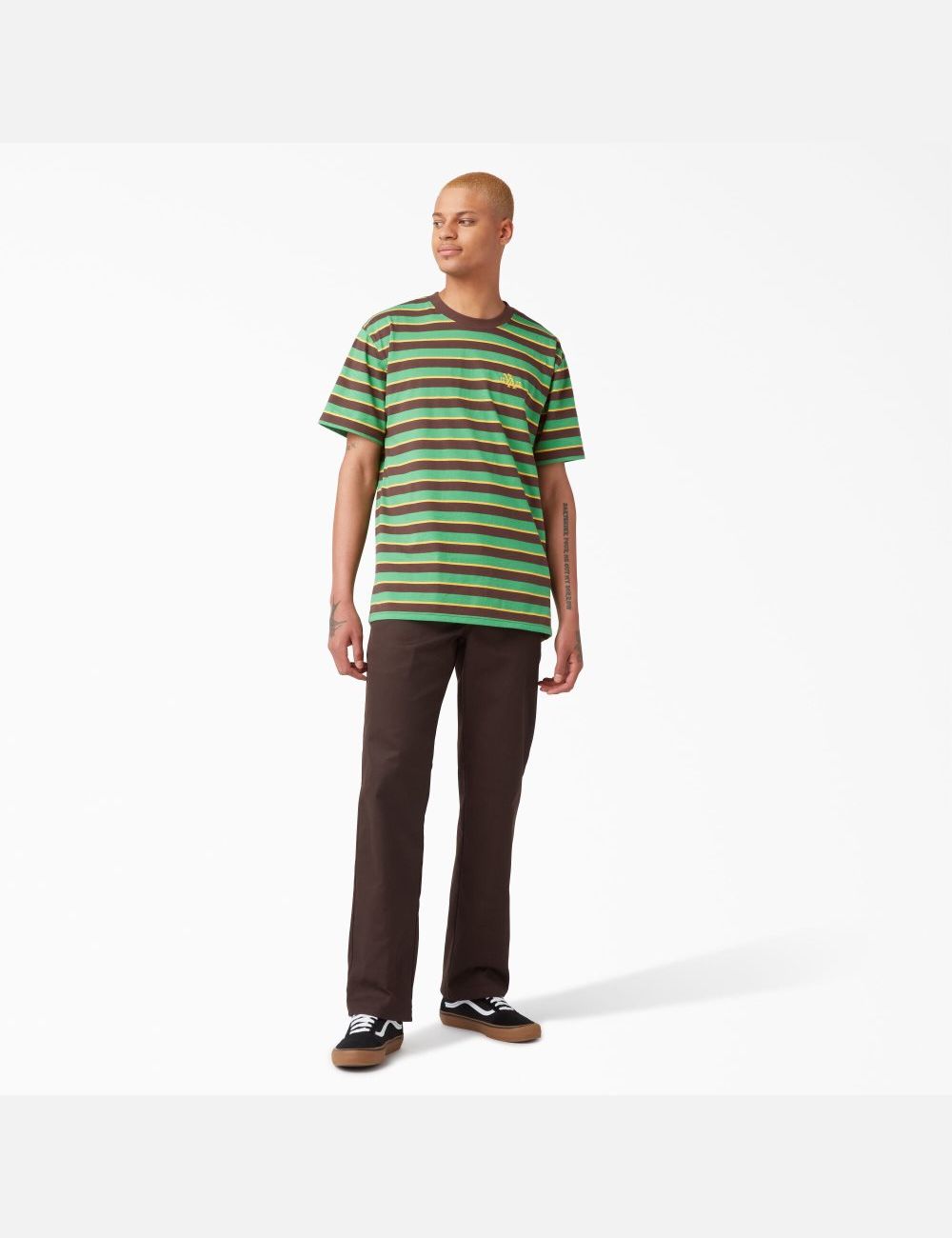 T Shirts Dickies Vincent Alvarez Rayé Vert Stripes | 635UMAQOH