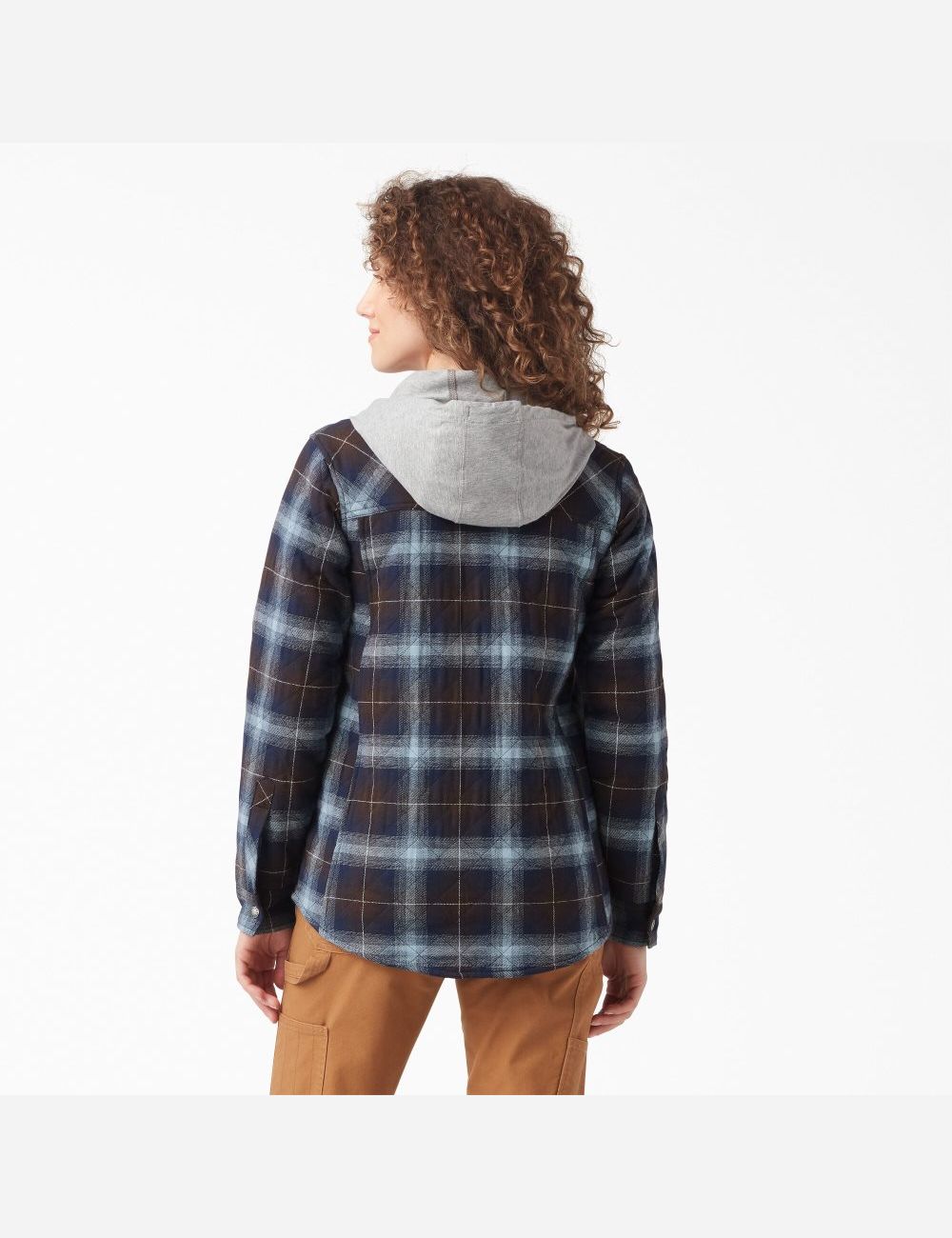 Vestes Chemises Dickies Flannel Encapuchonné Bleu Marron | 273APJKYZ