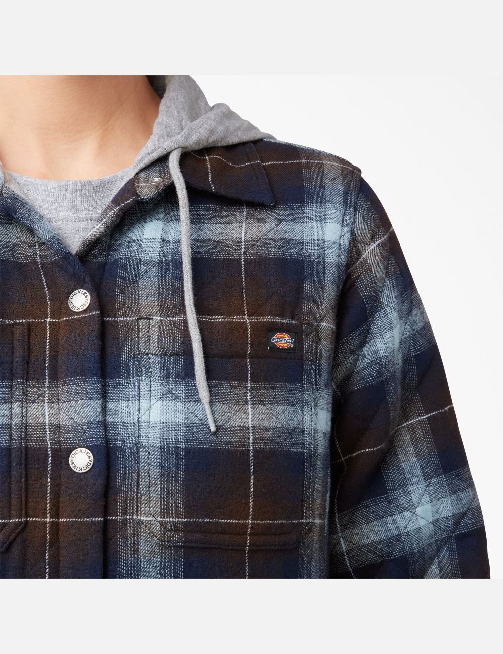 Vestes Chemises Dickies Flannel Encapuchonné Bleu Marron | 273APJKYZ