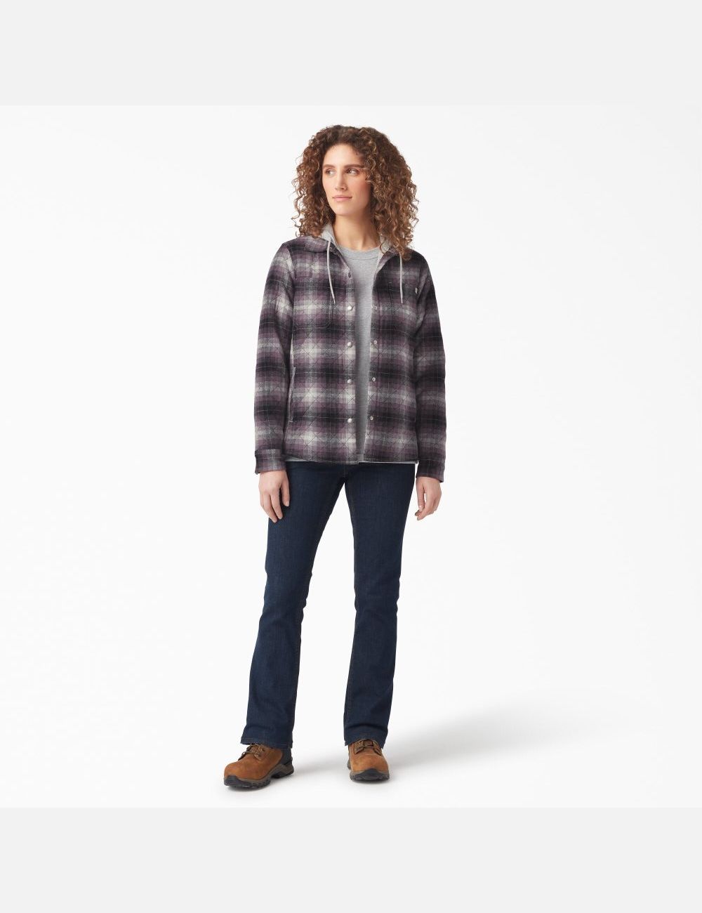 Vestes Chemises Dickies Flannel Encapuchonné Violette Noir | 379EWSUKF