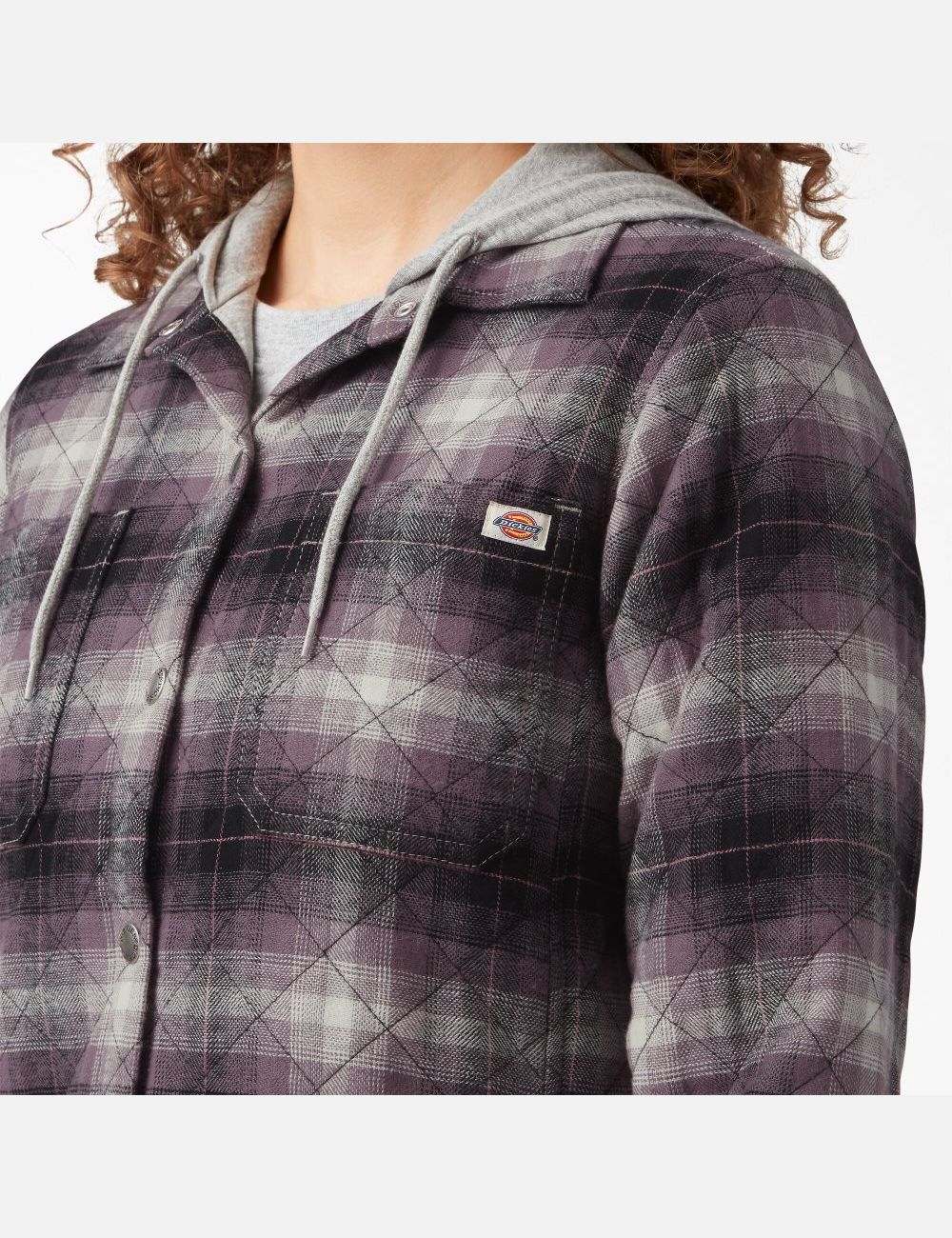 Vestes Chemises Dickies Flannel Encapuchonné Violette Noir | 379EWSUKF