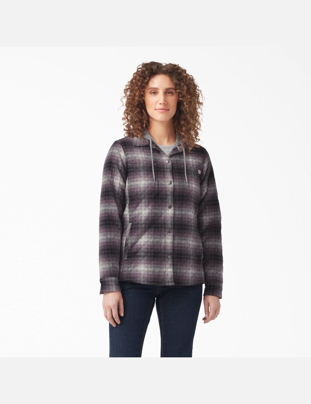 Vestes Chemises Dickies Flannel Encapuchonné Violette Noir | 379EWSUKF