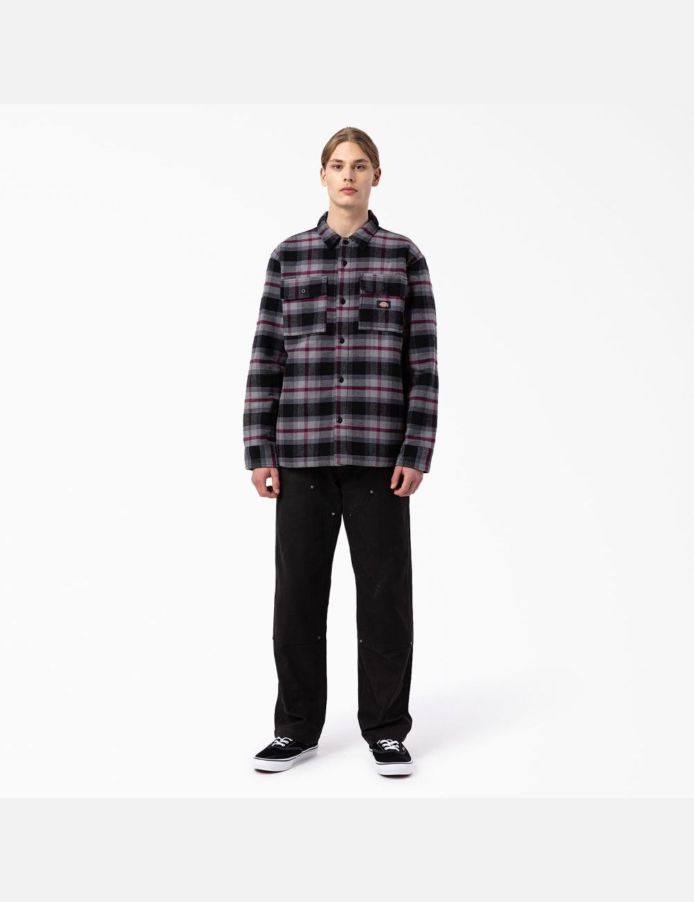 Vestes Chemises Dickies Flannel Matelassé Doublée Noir Bordeaux Grise | 254VQCYNP