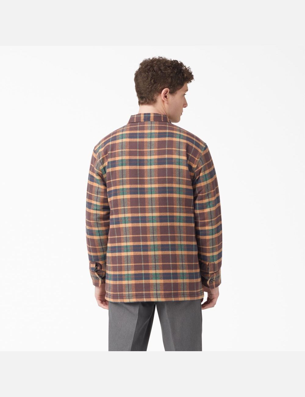 Vestes Chemises Dickies Flannel Matelassé Doublée Marron Vert Foncé | 384HRWJPC