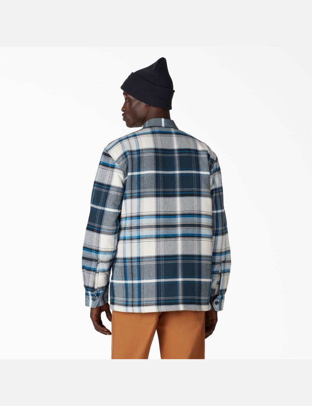 Vestes Chemises Dickies Flannel Matelassé Doublée Blanche Bleu | 426XNHWEC