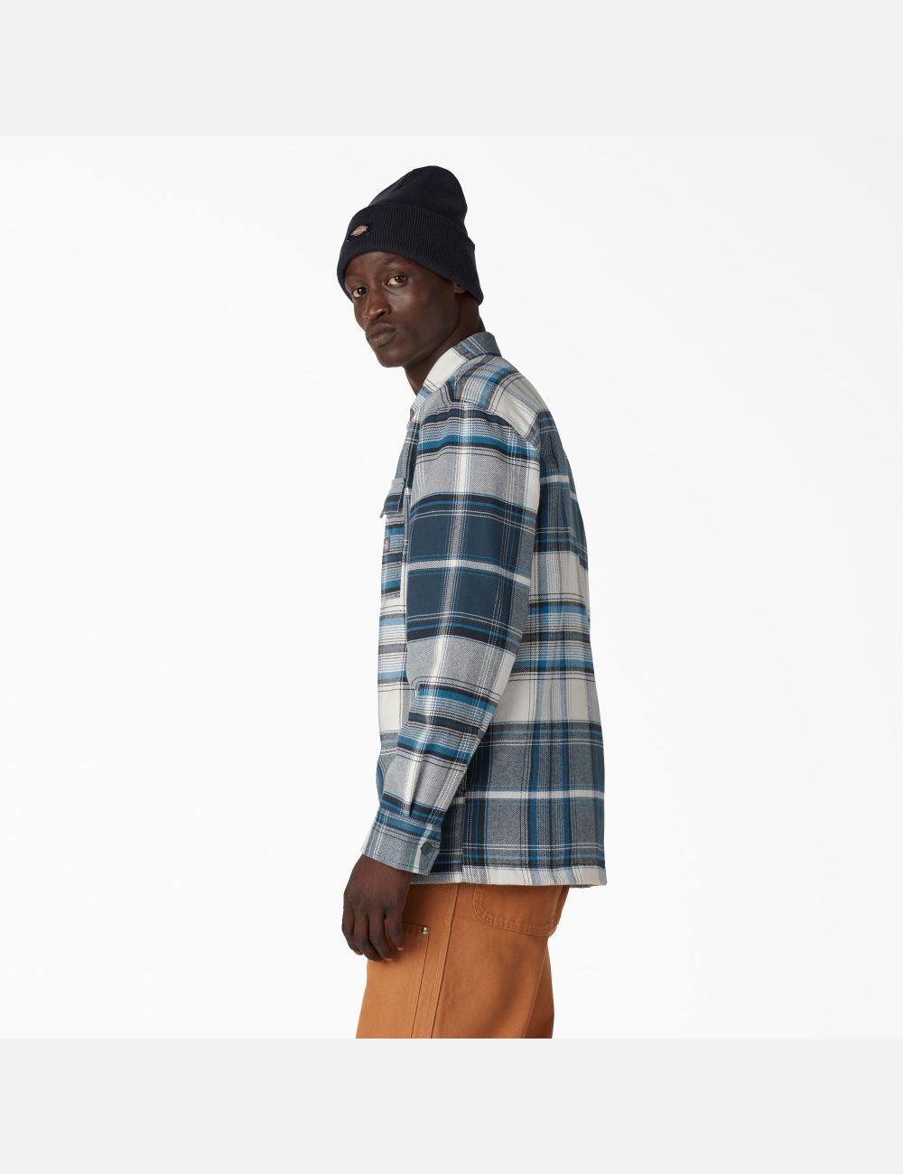 Vestes Chemises Dickies Flannel Matelassé Doublée Blanche Bleu | 426XNHWEC