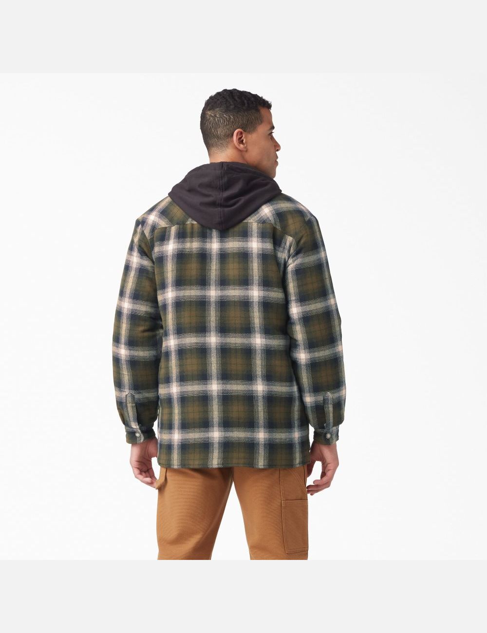 Vestes Chemises Dickies Hydroshield Flannel Vert Olive Foncé Noir | 253HPSIYD