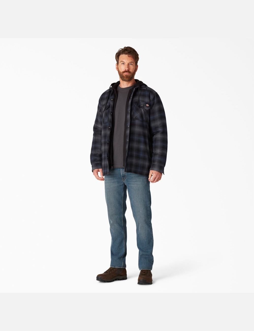 Vestes Chemises Dickies Hydroshield Flannel Noir Bleu Marine | 340DMEQHB