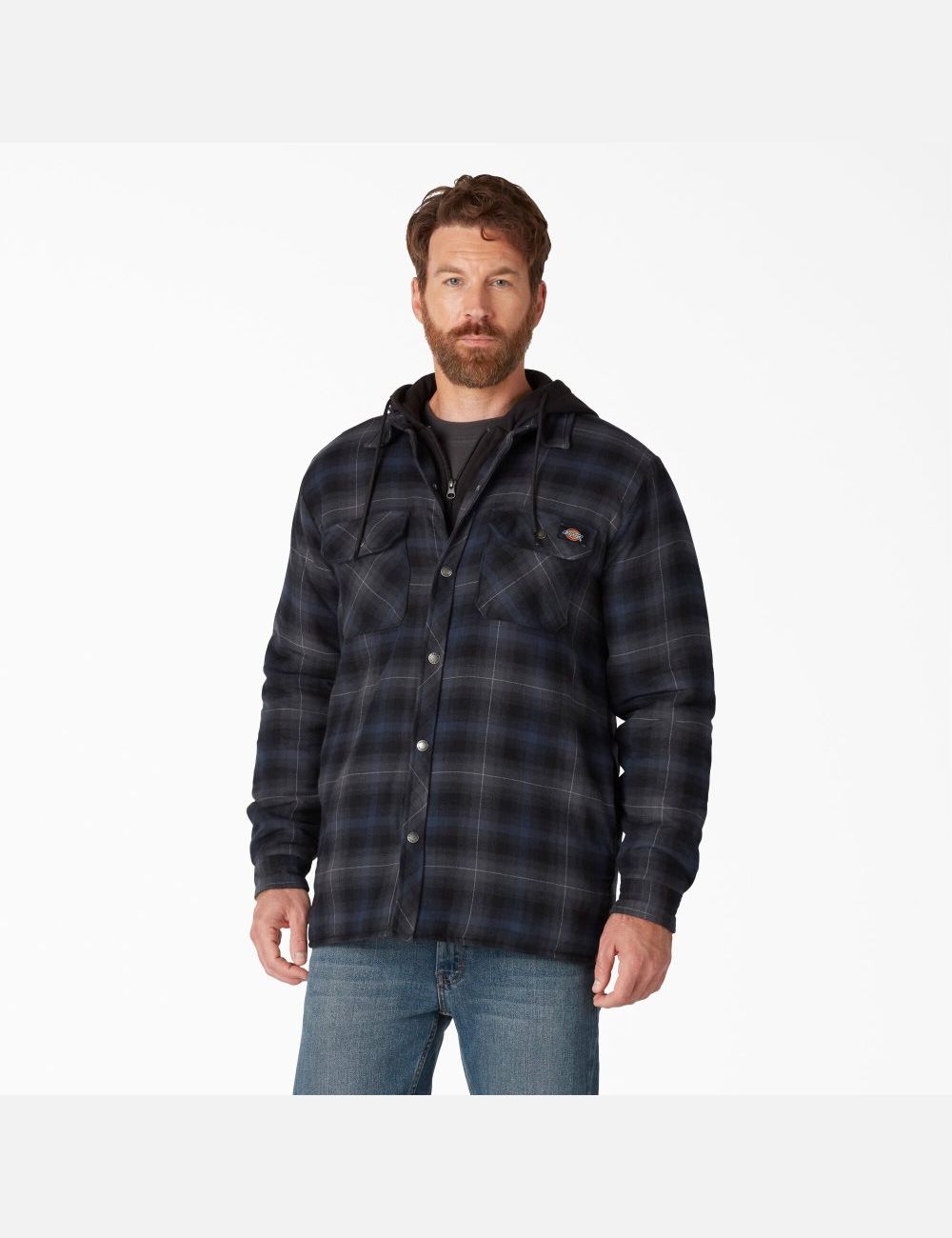 Vestes Chemises Dickies Hydroshield Flannel Noir Bleu Marine | 340DMEQHB