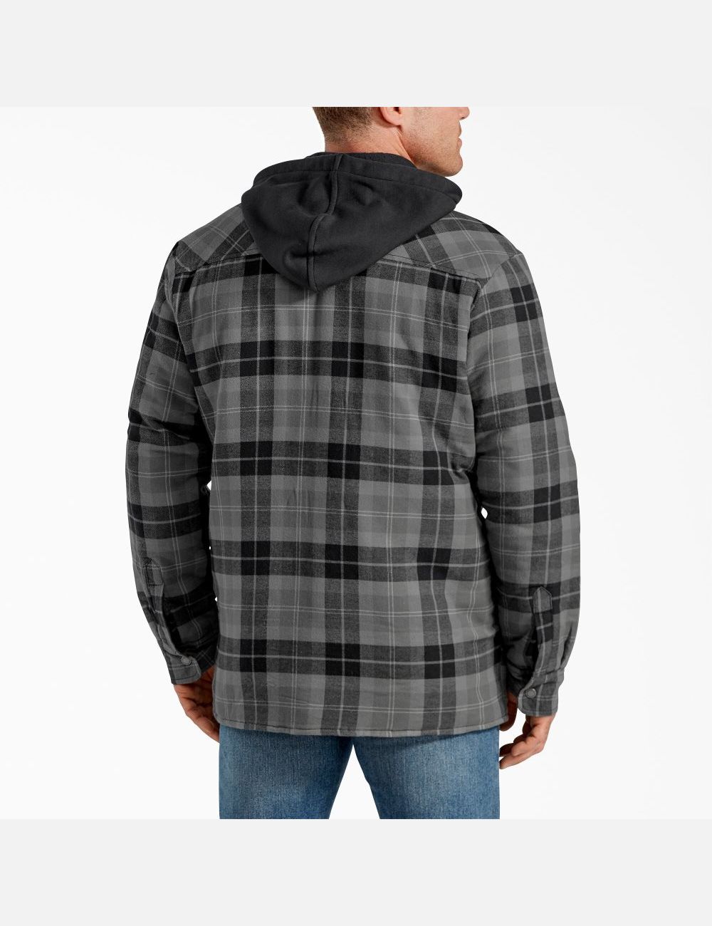 Vestes Chemises Dickies Relaxed Fit Icon Encapuchonné Matelassé Flannel Grise Foncé | 984EMIYHW