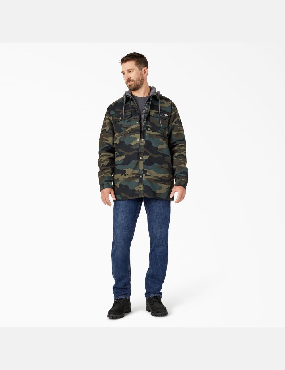 Vêtements D'extérieur Dickies Hydroshield Duck Encapuchonné Vert Camouflage | 092JIYVQL