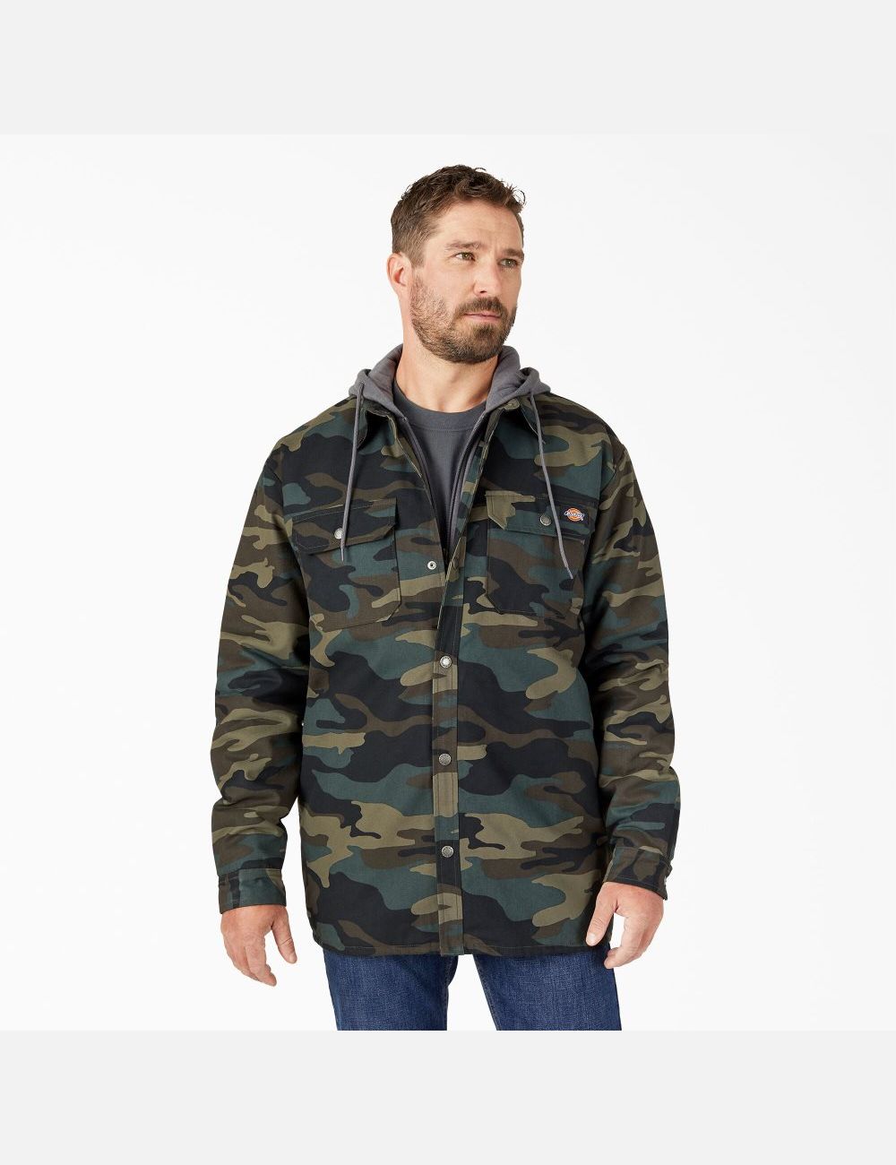 Vêtements D\'extérieur Dickies Hydroshield Duck Encapuchonné Vert Camouflage | 092JIYVQL